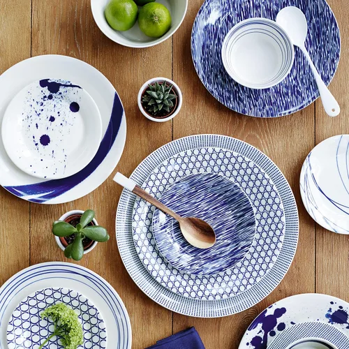 Vista 3 de Royal Doulton Pacific Dots Set de vajilla de porcelana., recipiente de servir 29 cm, Azul