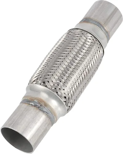 Vista 6 de Paquete de 4 tubos flexibles de escape de acero inoxidable de 2 x 6 pulgadas, tubo flexible de escape de doble trenza, longitud total de 10 pulgadas