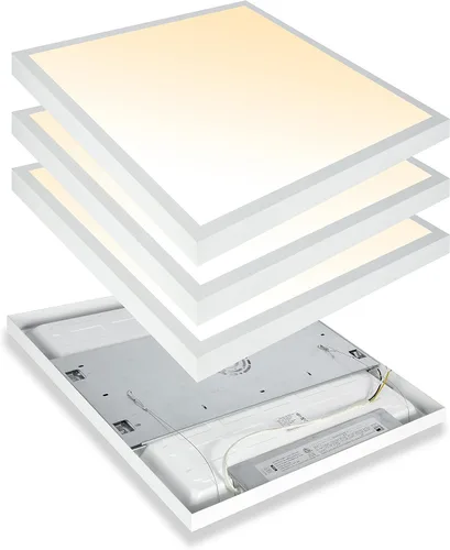 Vista 11 de Lámpara de panel plano LED negra de 1x4 pies, montaje en superficie, 5000K-4000K-3000K seleccionable y regulable Triac, lámpara de techo rectangular