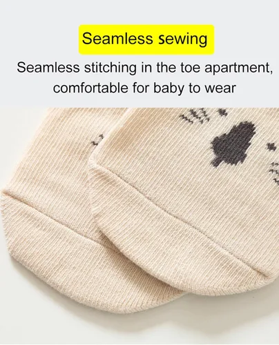 Vista 4 de Calcetines antideslizantes para bebés y niños pequeños con agarres, calcetines de dibujos animados para niñas y niños recién nacidos, 5 pares