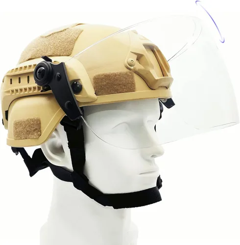 Vista 2 de Casco táctico ACH Airsoft con visera transparente de cara completa, protector protector MICH 2000 modo para paintball al aire libre CS Wargame