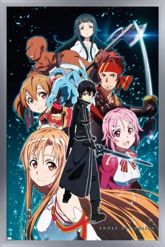 Vista 11 de Trends International Sword Art Online - Póster de pared Key Art 2, 22.4 pulgadas de largo x 14.7 pulgadas, versión enmarcada en madera de granero