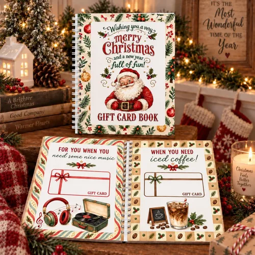 Vista 9 de Libro de tarjetas de regalo de Navidad para adultos, adolescentes Book2 Santa