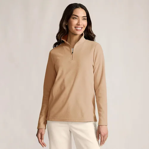 Vista 3 de Lands' End - Sudadera de vellón con cremallera de un cuarto, para todo tipo de clima Camello claro/marrón jengibre rico