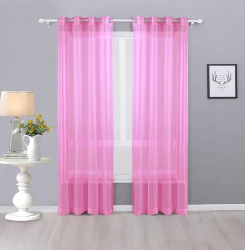 Vista 9 de Interior Trends Ariana - Juego de 2 cortinas de gasa transparente totalmente cosida con ojales (63 pulgadas de largo, beige)