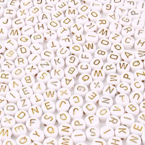 Vista 18 de 900 cuentas acrílicas doradas de letras del alfabeto, letras coloridas del alfabeto, cuentas de cubo negro para pulseras de la amistad y regalos
