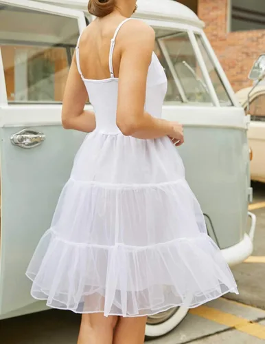 Vista 5 de GRACE KARIN Vestido interior para mujer, tirantes delgados, deslizamiento, completo, vintage de los años 50, crinolina, tutú y falda inferior XXL