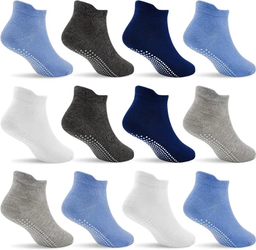 Vista 16 de SkiBeaut 12 pares de calcetines antideslizantes para niños y niñas con agarres, calcetines antideslizantes para niños pequeños de 1 a 7 años