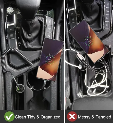 Vista 6 de Paquete de 2 cables de carga USB C a USB C en espiral para automóvil, cable de carga rápida USBC tipo C compatible con 17/1615/15 Plus/15 Pro/15 Pro