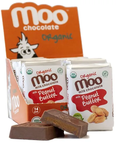 Vista 11 de Moo Chocolates ' Mini barras de chocolate negro sólido natural, 0.7 onzas (14 unidades)