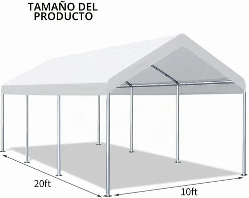 Vista 3 de Cobertura superior de toldo de repuesto mejorada de 10 x 20 pies para cochera, tienda de campaña, fiesta, con cuerdas elásticas de bola