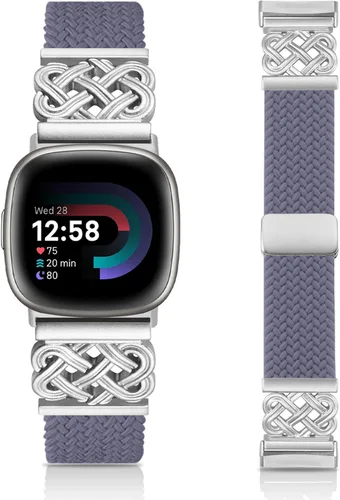 Vista 15 de Correa trenzada compatible con Fitbit Versa 4 bandas para mujer/Versa 3/Sense 1/Sense 2, cierre magnético, tela de nailon con correas de hebilla