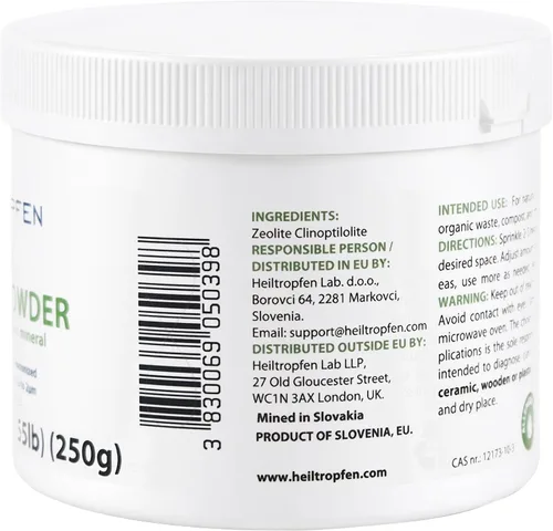 Vista 2 de Polvo de zeolita 3 veces activado 0.55 libras 8.82 oz Ultra fino menos de 2 µm Clinoptilolita 94+-3% Polvo mineral natural Heiltropfen®