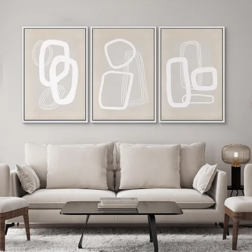 Vista 198 de SIGNWIN Lienzo enmarcado para pared, juego de arte neutro de bosque brumoso, ilustraciones en tono tierra, arte moderno, decorativo, bohemio