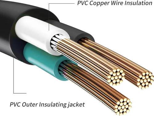 Vista 7 de Cable de extensión de enchufe plano de 3 tomas, certificado UL, cable de extensión para interiores de 16 calibre 1 pie negro de 3 puntas, tira