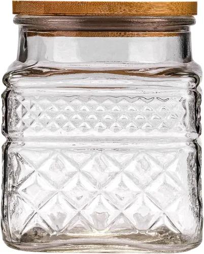 Vista 10 de WHJY Recipiente de almacenamiento de vidrio con tapa, tarros de vidrio herméticos, recipiente de té de granja, tarro de golosinas para perros