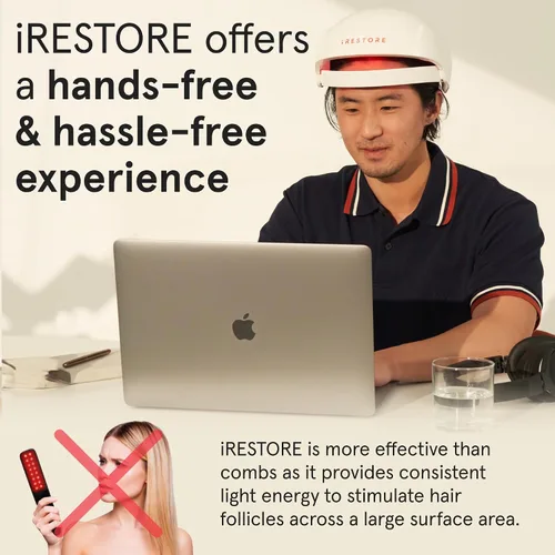 Vista 3 de iRestore Sistema de crecimiento del cabello con láser esencial: tratamientos de pérdida de cabello aprobados por la FDA para hombres y mujeres