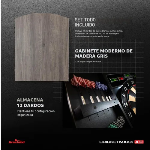 Vista 6 de Arachnid Cricket Maxx 4.0 - Juego de tablero de dardos electrónico, color negro