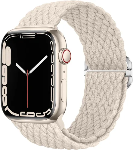 Vista 42 de Qimela - Correa elástica Solo Loop compatible con Apple Watch de 49 mm, 46 mm, 45 mm, 44 mm, 42 mm, 41 mm, 40 mm y 38 mm, correa trenzada Verde