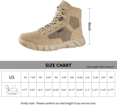 Vista 5 de FREE SOLDIER Waterproof Hiking Work Boots Men's Tactical Boots 6 Inches Lightweight Military Boots Breathable Desert Boots
