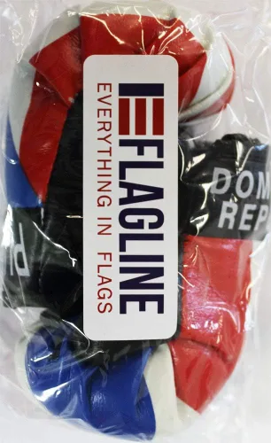 Vista 2 de Flagline Mini guantes de boxeo con bandera de Puerto Rico y República Dominicana Conexión a presión de plástico negro