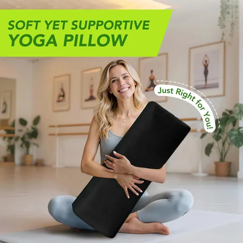 Vista 7 de Wellsin Cojín Rectangular para Yoga Bolster - Almohada de Meditación con Funda de Gamuza Lavable, 27"X10"X5.5