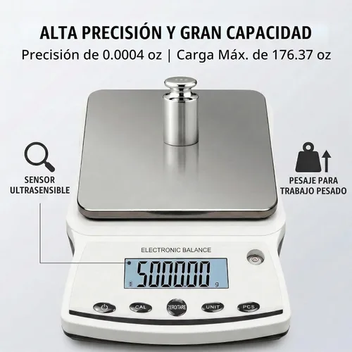 Vista 3 de RESHY Báscula de laboratorio de 176.37 oz x 0.00 oz, balanza analítica digital de alta precisión con pesas de calibración, escala de gramo