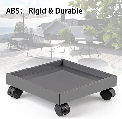 Vista 4 de Skelang Plataforma cuadrada con ruedas para plantas, bandejas de plástico ABS, resistente, capacidad de carga de 110 libras