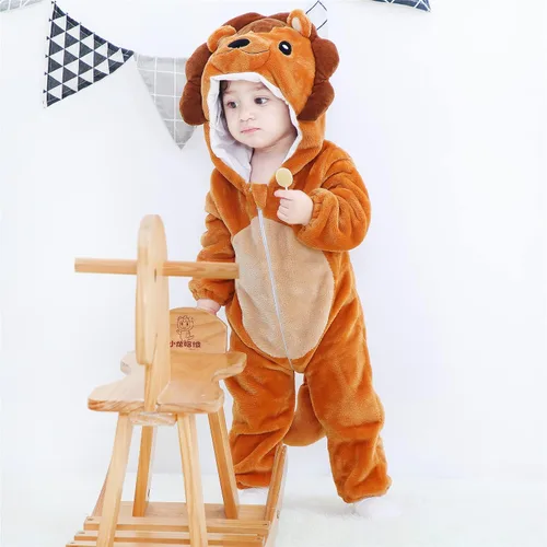 Vista 4 de AGQT Unisex Baby Christmas Animal Costume Flannel Hooded Romper Size 0-36 Months