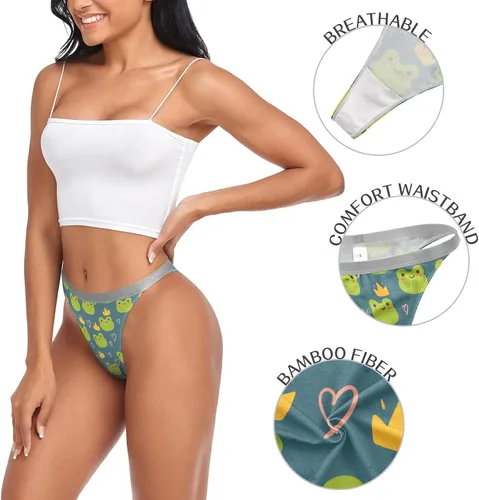 Vista 3 de Women Thongs Sexy Underwear Stretch Breathable G String Panties 2-Pack Briefs