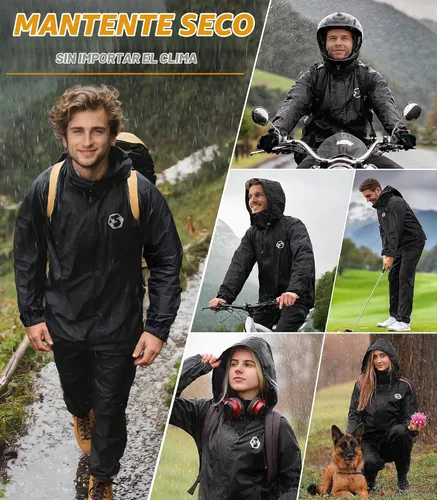 Vista 2 de Foxelli - Traje de lluvia ligero, plegable, impermeable, para mujeres