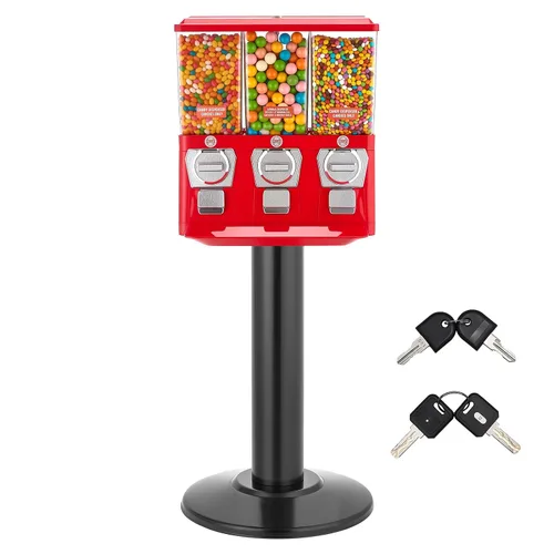 Vista 11 de VEVOR Máquina expendedora de dulces, máquina expendedora de dulces de cuatro compartimentos con soporte, máquinas expendedoras de chicles