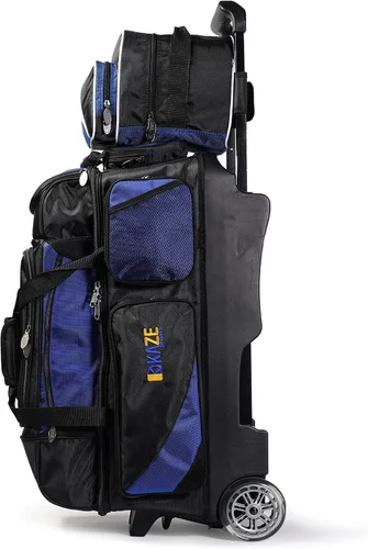 Vista 4 de Rodillo de Bolos para 3 Bolas + 1 Bolsa Adicional para 1 Bola de Color a Juego Azul-negro