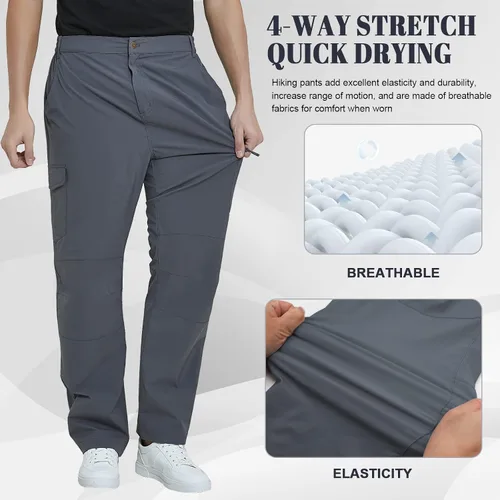 Vista 5 de MEETYOO Pantalones cargo de senderismo para hombre, impermeables, tácticos, ligeros, elásticos, para acampar