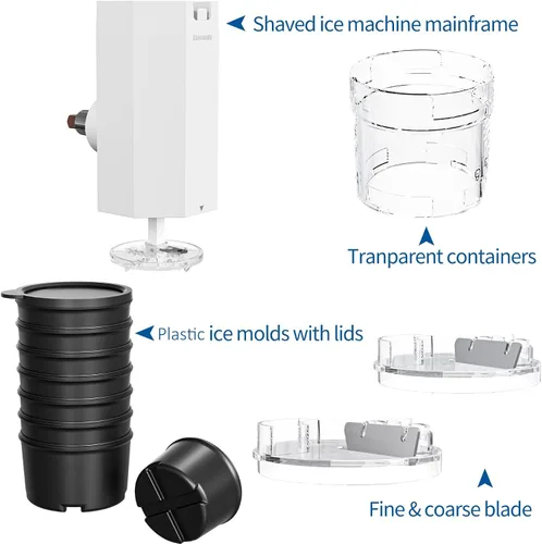 Vista 10 de Accesorio para rallar hielo para batidora de pie KitchenAid, máquina de cono de nieve para KitchenAid con 8 moldes para hielo, accesorio de afeitado