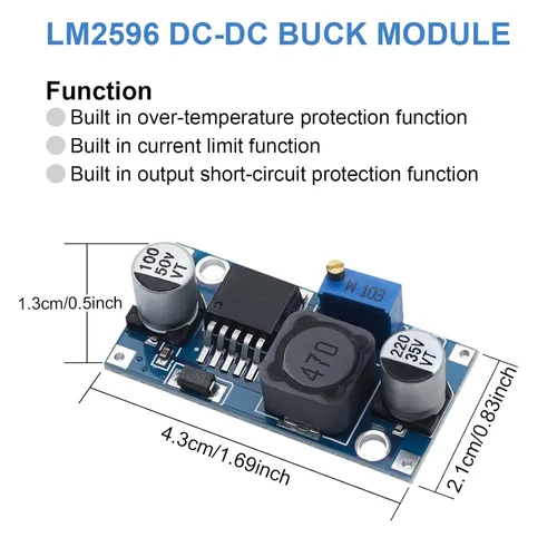 Vista 3 de 10 piezas ajustables LM2596 LM2596S DC-DC Buck Convertidor, Regulador de Voltaje Ajustable 36V 24V 12V a 5V 2A Buck Convertidor Módulo de fuente