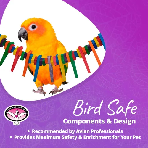 Vista 8 de Super Bird Creations SB466 Mini Triángulo Teaser juguete para loros, cuellos de anillo, conures, cuáqueros, caiques – Enriquecimiento y alivio