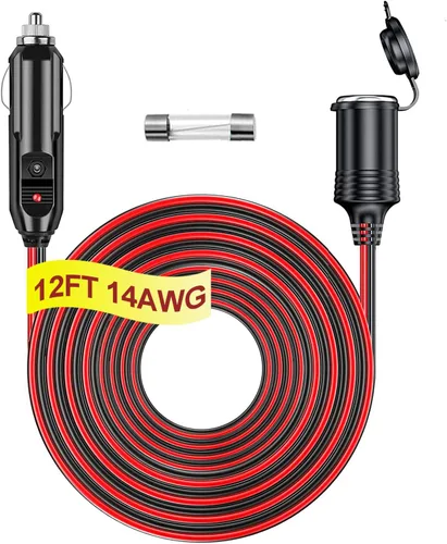 Vista 11 de Cable de extensión de encendedor de cigarrillos resistente de 12 V/24 V de 6 pies con luz LED para bomba de neumáticos de automóvil, compresor