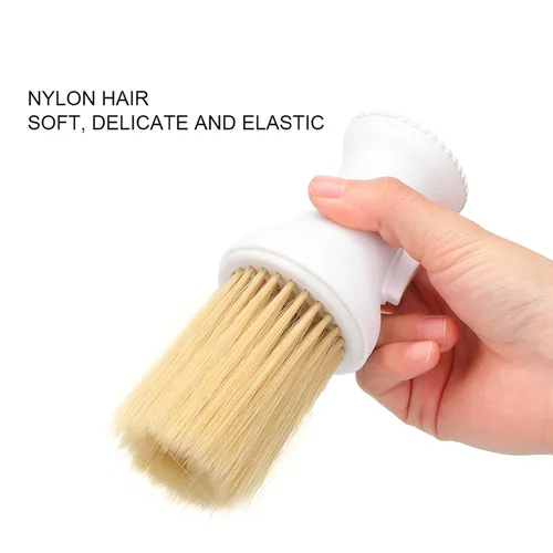 Vista 3 de Cepillo de corte de pelo para el cuello, cepillo suave para el cuello de peluquero con almacenamiento de polvo, cepillo de barrido de cabello