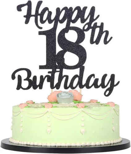 Vista 6 de LVEUD Decoración para pastel de cumpleaños número 12 para feliz cumpleaños, 12 adornos negros para tartas de 12 años, adorno de pastel de feliz