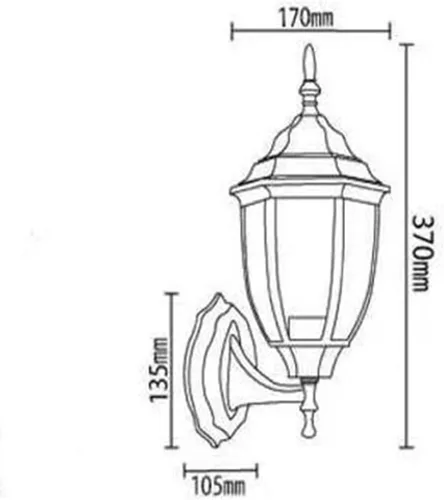 Vista 3 de Lámpara de pared para patio, lámpara de pared hexagonal para jardín, luz de pared impermeable para exteriores, soporte de lámpara de enchufe roscado