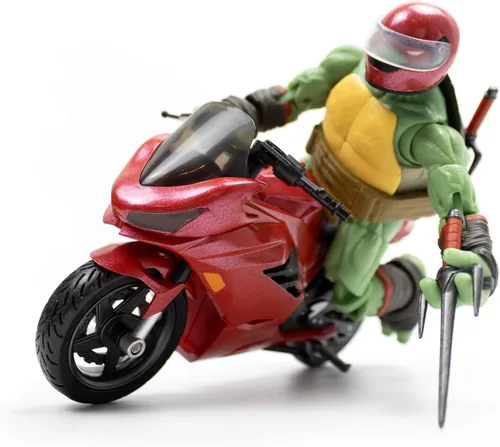 Vista 2 de The Loyal Subjects Teenage Mutant Ninja Turtles BST AXN IDW Raphael Figura de acción de 5 pulgadas con bicicleta deportiva metálica 'Candy Coat