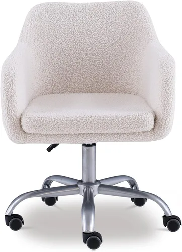 Vista 6 de Linon Home Decor Products Linon Brooklyn Sherpa - Silla de oficina, color marfil