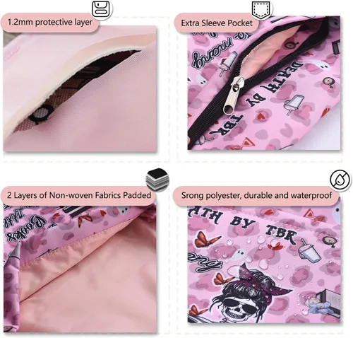 Vista 3 de LParkin Funda de libro con cremallera, bolsa protectora de libro Death by to-Be-Reader, bolsa de tela lavable para libros, 11 x 9 pulgadas, regalos