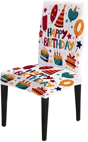 Vista 28 de CAPSCEOLL Christmas Dining Chair Covers,Snowflakes Festive Winter Pattern Stretch Chair Covers for Dining Room Set of 2 Washable Spandex Parson