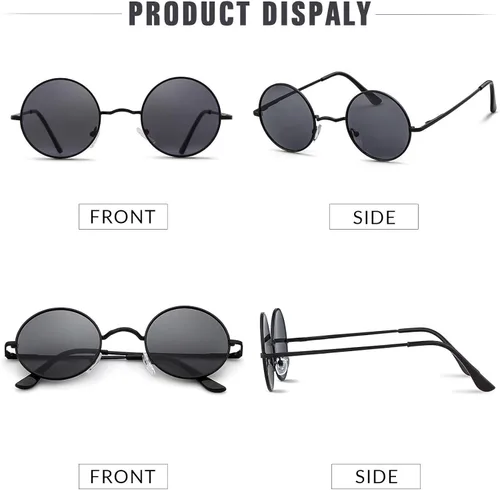 Vista 7 de JUDOO Trendy Small Round Polarized Sunglasses for Women Men Circle Hippie Glasses