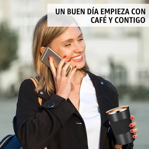 Vista 6 de Sabary - Paquete de 4 tazas de café de viaje de 16 onzas con tapa, color Negro