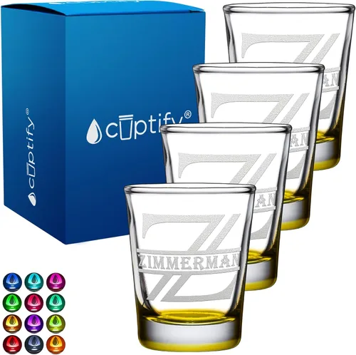 Vista 81 de Cuptify Inicial de cristal con monograma y nombre de 2 onzas, parte inferior negra grabada con texto personalizado para regalos, bodas, cumpleaños
