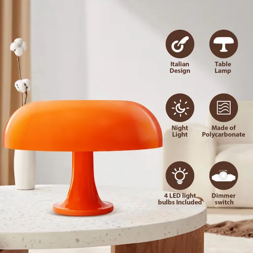 Vista 7 de Huga Collective Mandarin Dream - Lámpara de mesa regulable Lámpara de mesa de hongos retro vintage para iluminación ambiental