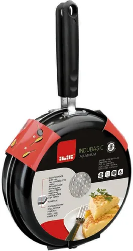 Vista 2 de IBILI - Sartén antiadherente de doble cara para tortilla de 5.5 pulgadas Fabricada en España Sartén para frittata con fácil volteo, aluminio